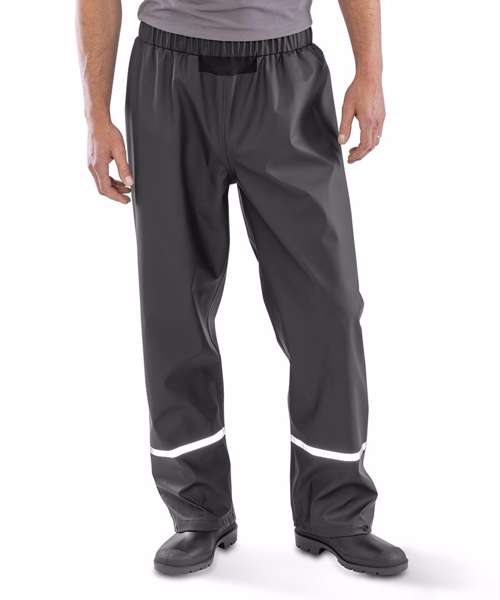 Prism PU waterproof trousers with reflective bands and recycled backing